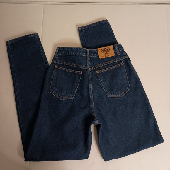 Gap Y2K Vintage High Rise Baggy Dark Blue Denim Jeans Juniors Size 9/10 - Picture 3 of 14